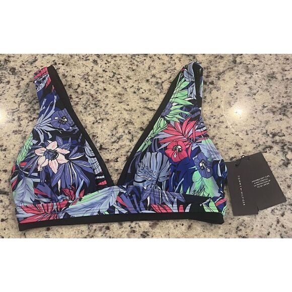 Tommy Hilfiger Women's Standard Over The Shoulder Bra Top with Mesh Trim - Picture 3 of 6